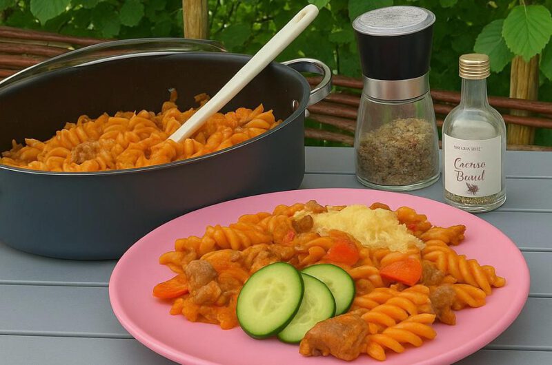 Cremige One-Pot-Pasta mit Hackfleisch & Gemüse