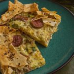 Yufka mit Lauch, Feigen, Brie & Hackfleisch